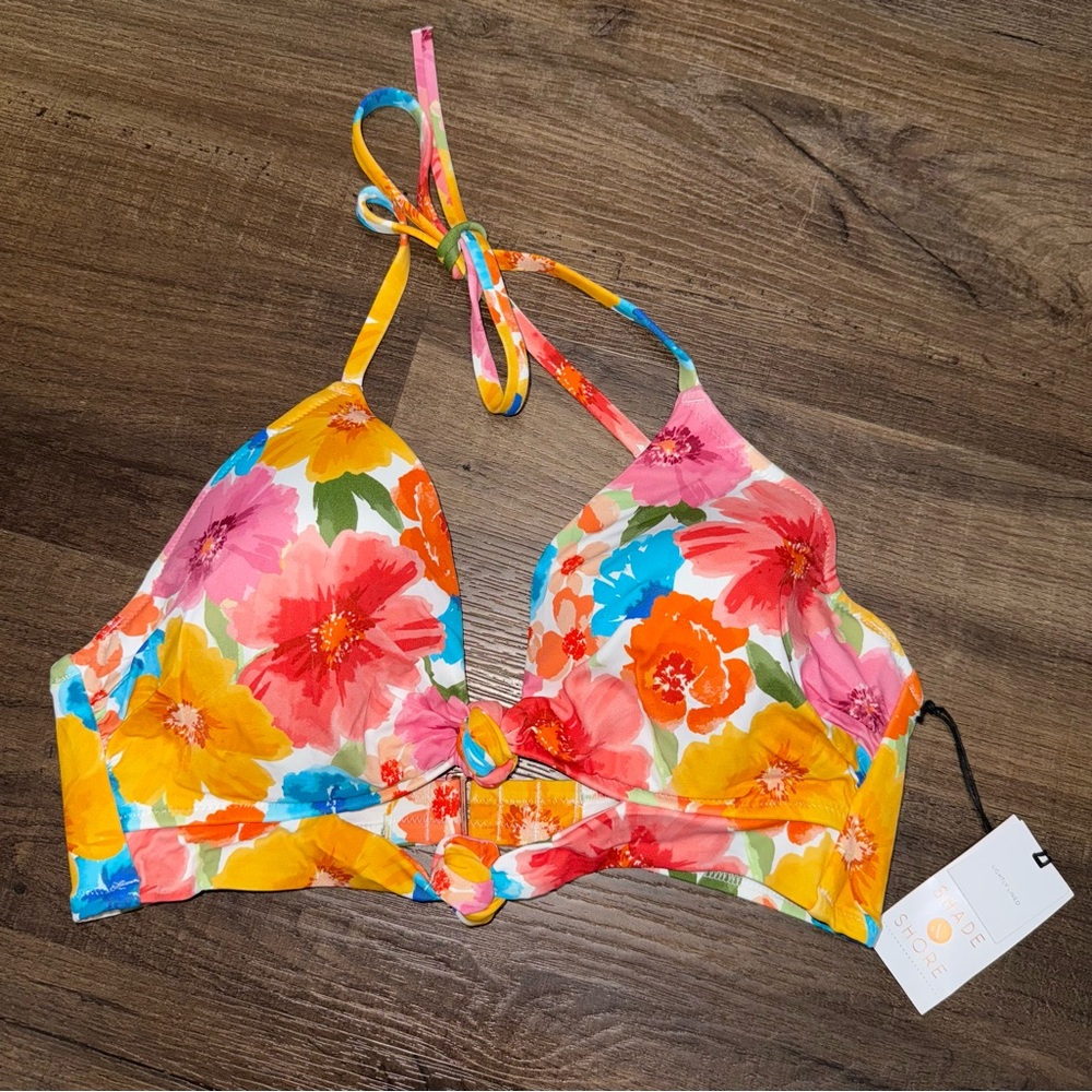 NWT Target Shade & Shore Floral Rainbow Bikini Top